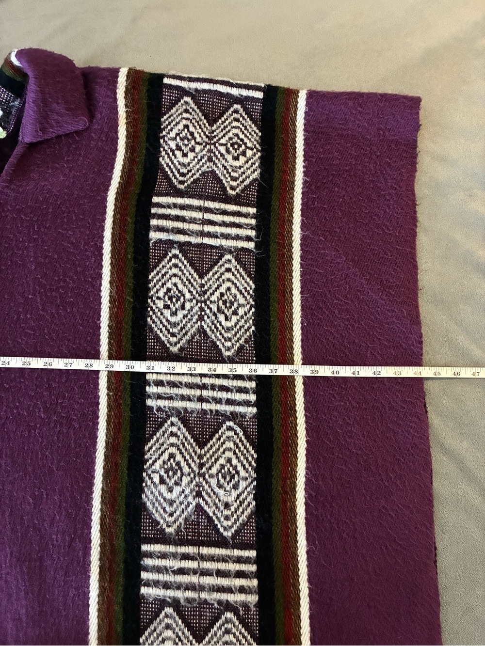 Purple Peruvian Geometric Pattern Women’s Pullover Sweater Poncho - Picture 10 of 10